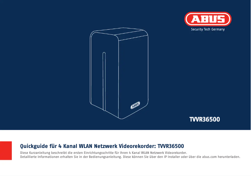 Page 1 de la notice Guide d'installation Abus TVVR36500