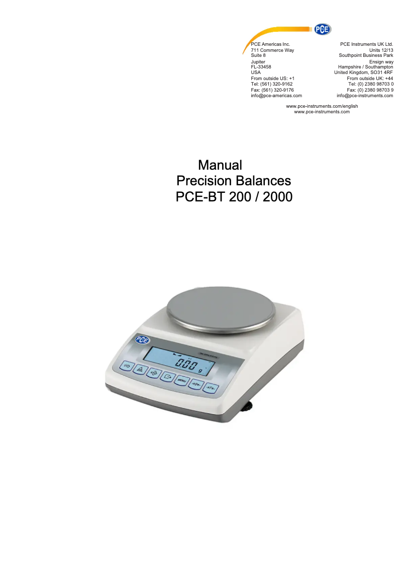 Página 1 del manual Manual de usuario PCE Instruments PCE-BT 2000