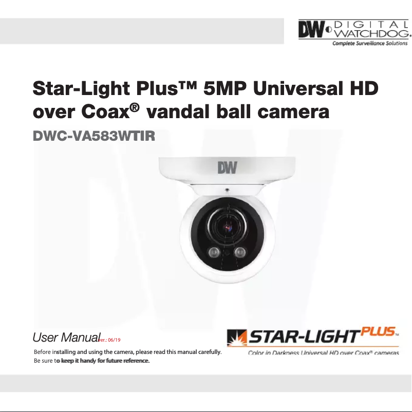 Page 1 de la notice Manuel utilisateur Digital Watchdog Star-Light Plus DWC-VA583WTIR