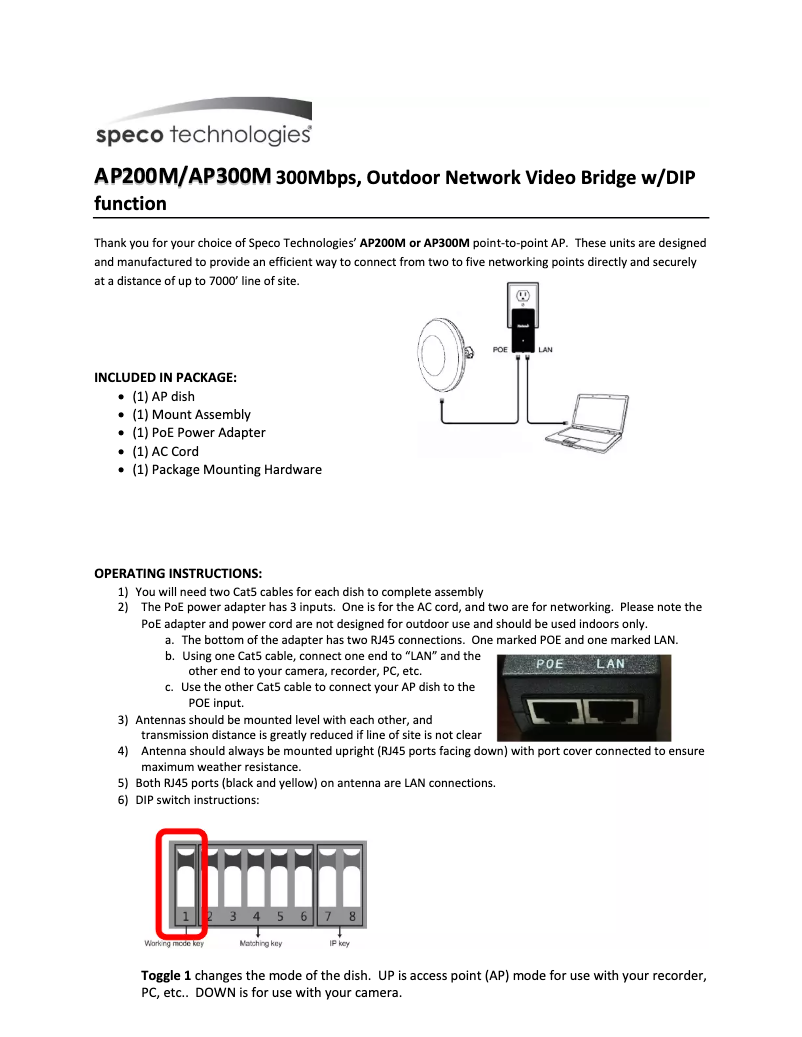 Página 1 del manual Manual de usuario Speco Technologies AP200M