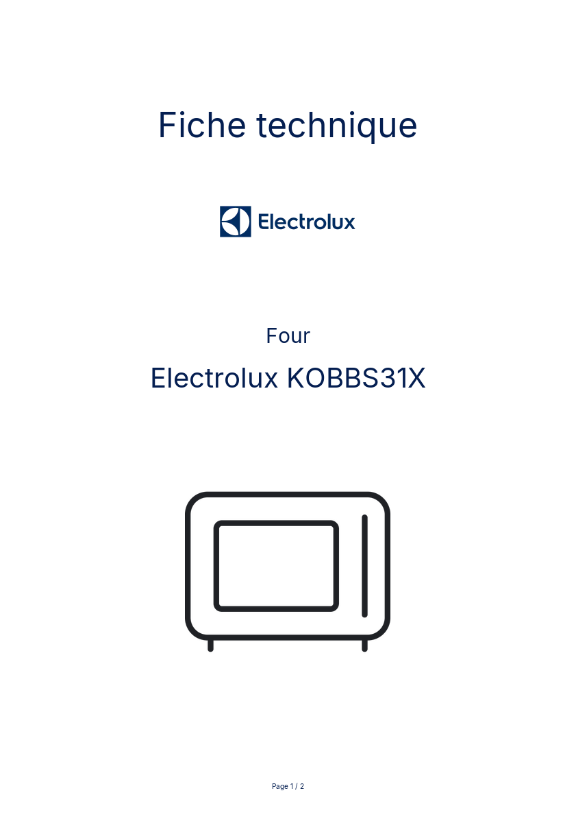 Page n°1 - Fiche technique Electrolux KOBBS31X