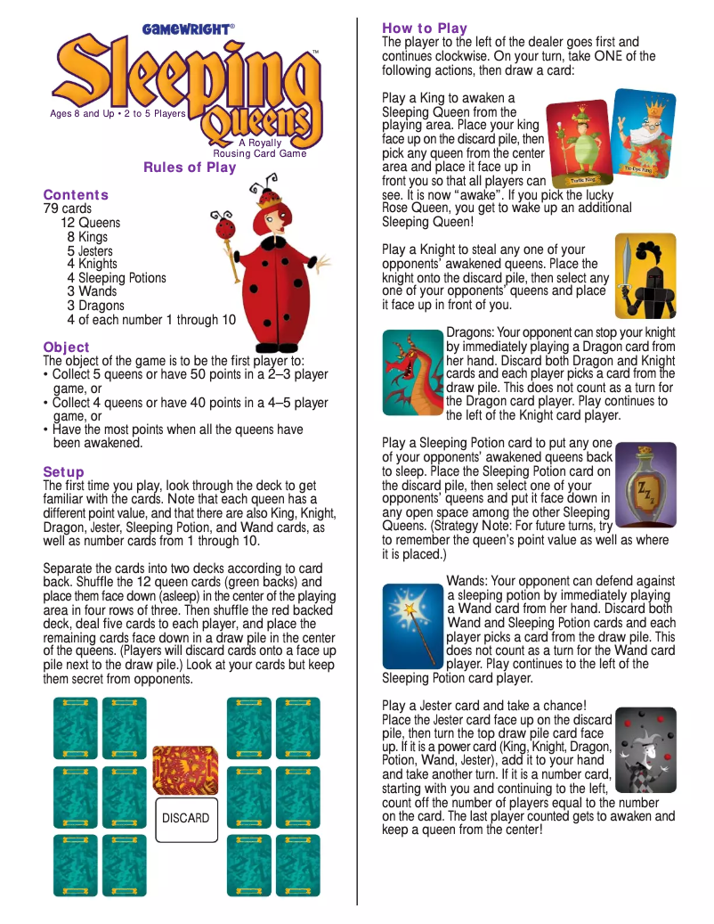 Page n°1 - Manuel utilisateur Gamewright Sleeping Queens