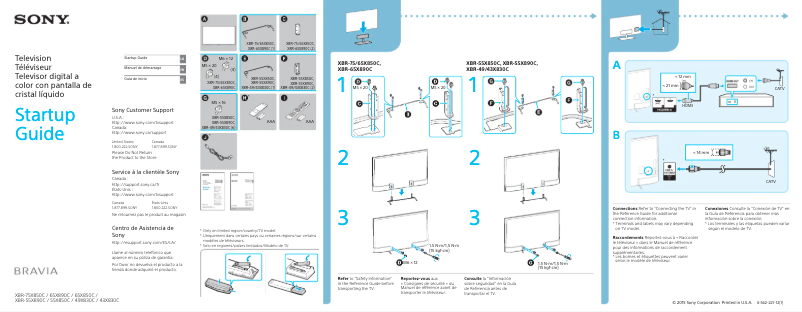 Page 1 de la notice Guide d'installation Sony Bravia XBR-49X830C