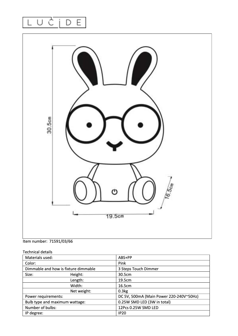 Page 1 de la notice Manuel utilisateur Lucide Dodo