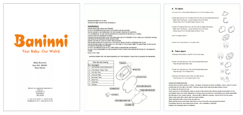 Page 1 de la notice Manuel utilisateur Baninni Relax Nina Senso BN581