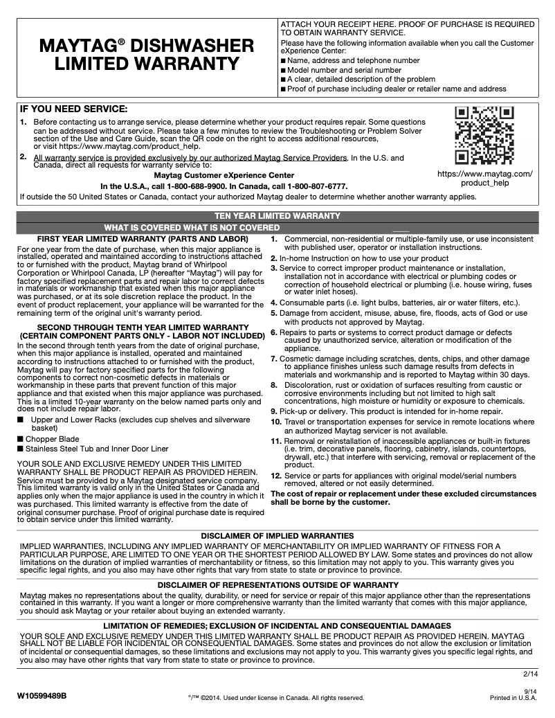 Page n°1 - Mode d'emploi Maytag MDB4949SD