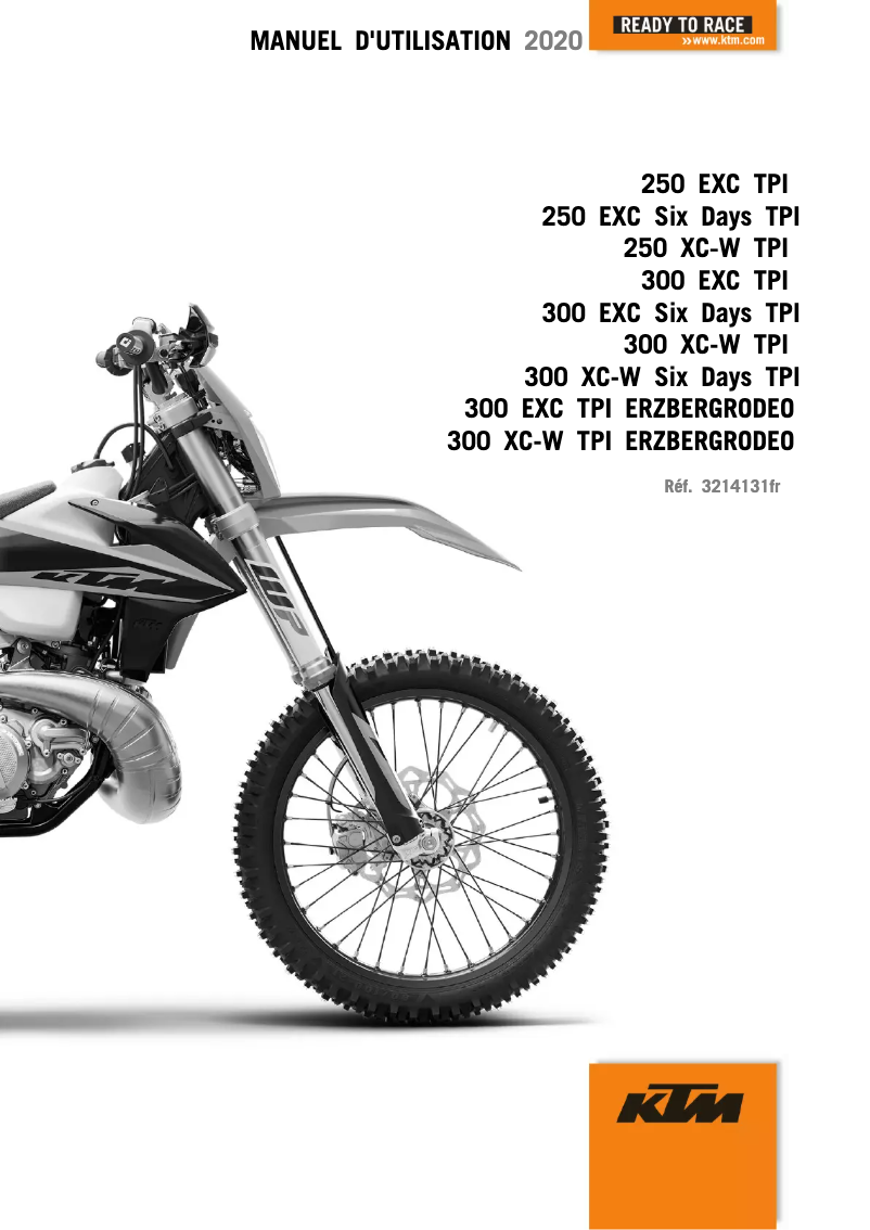 Image de la première page du manuel de l'appareil 250 EXC TPI (2020)