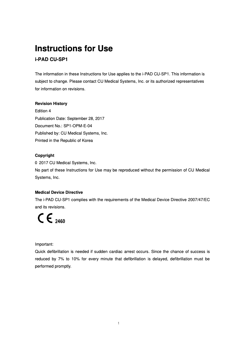 Page n°1 - Manuel utilisateur GIMA i-PAD CU-SP1