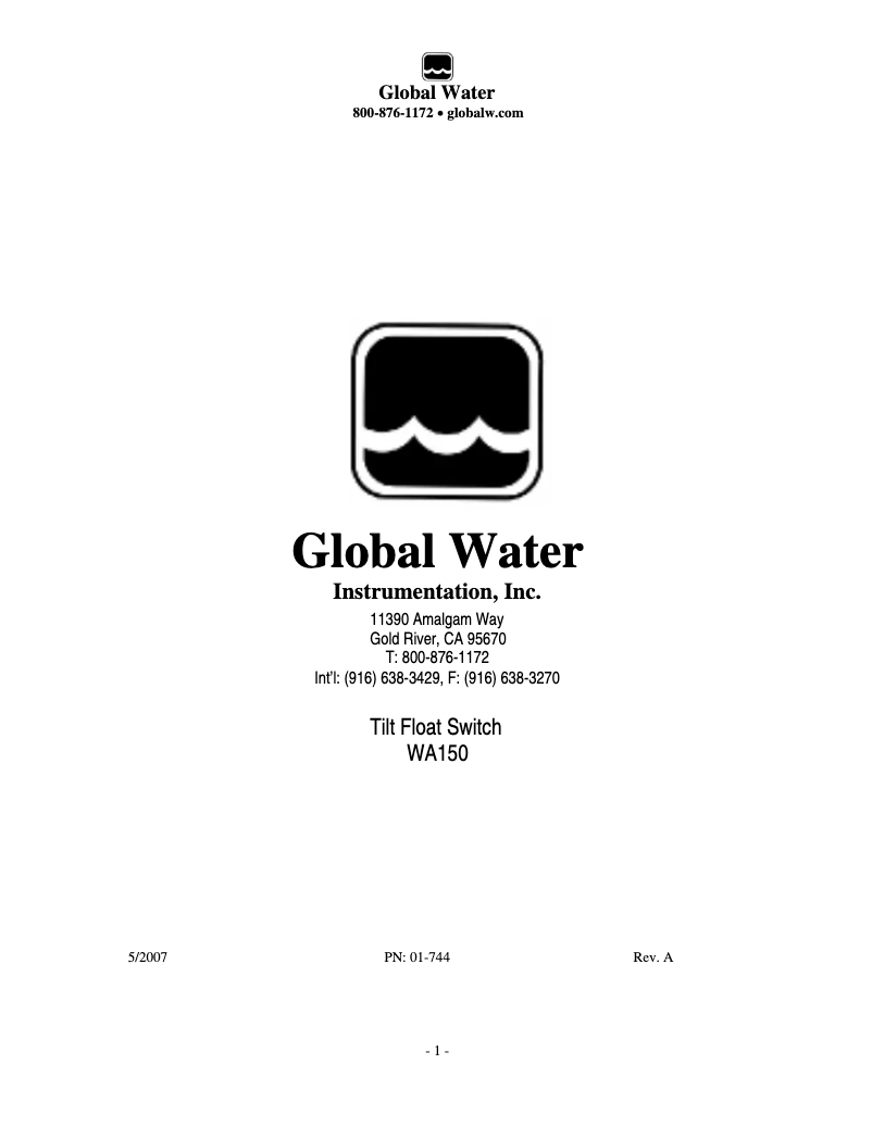 Page 1 de la notice Manuel utilisateur Global Water WA150