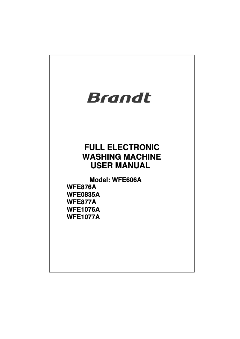 Página 1 del manual Manual de usuario Brandt WFE0835A