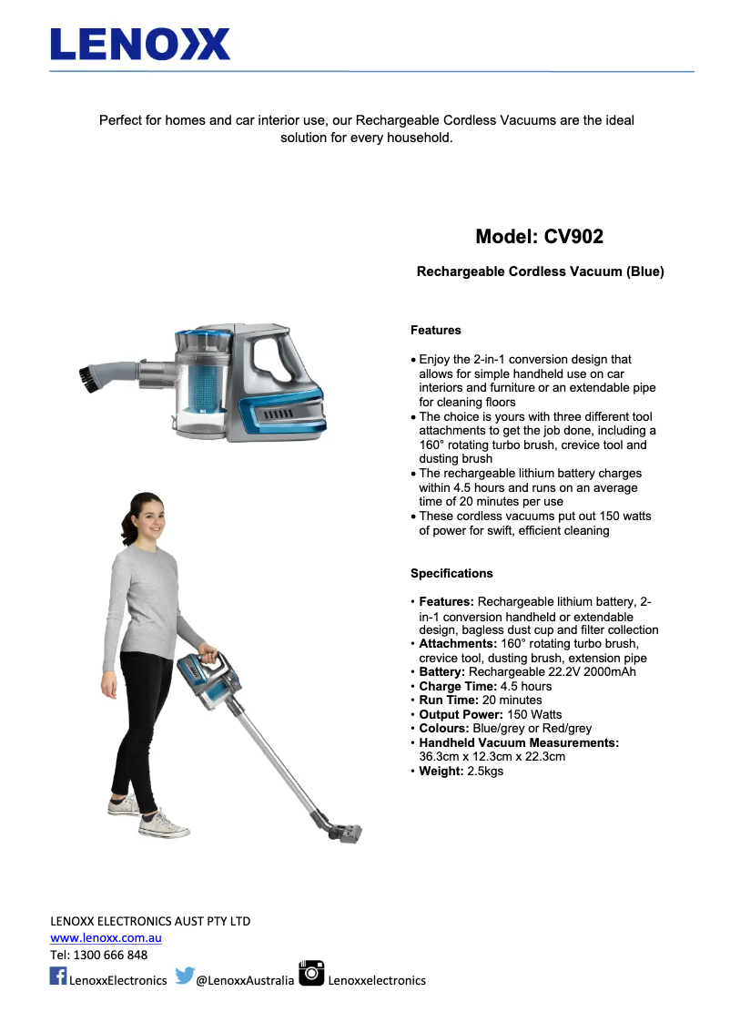 Page 1 de la notice Manuel utilisateur Lenoxx PV605