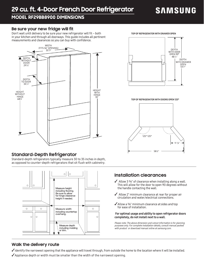 Page n°1 - Guide de mesure Samsung RF29BB8900AC