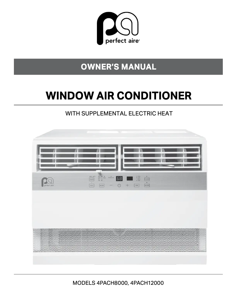 Page 1 de la notice Manuel utilisateur Perfect Aire 4PACH8000