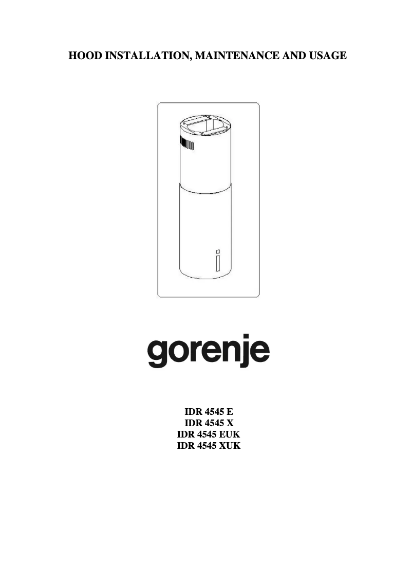 Page 1 de la notice Manuel utilisateur Gorenje IDR4545X