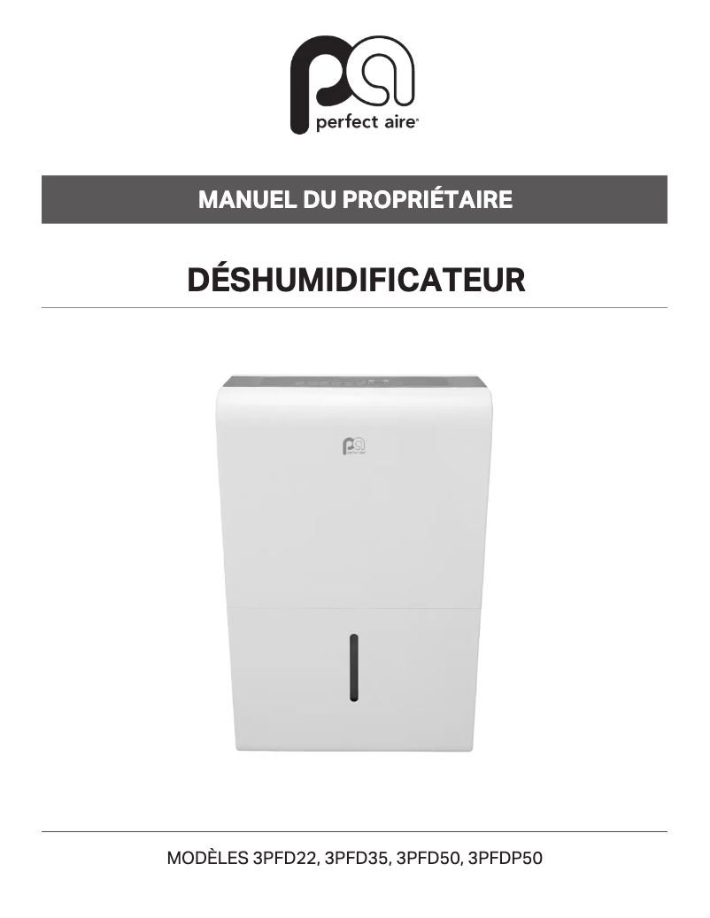 Page 1 de la notice Manuel utilisateur Perfect Aire 3PFDP50