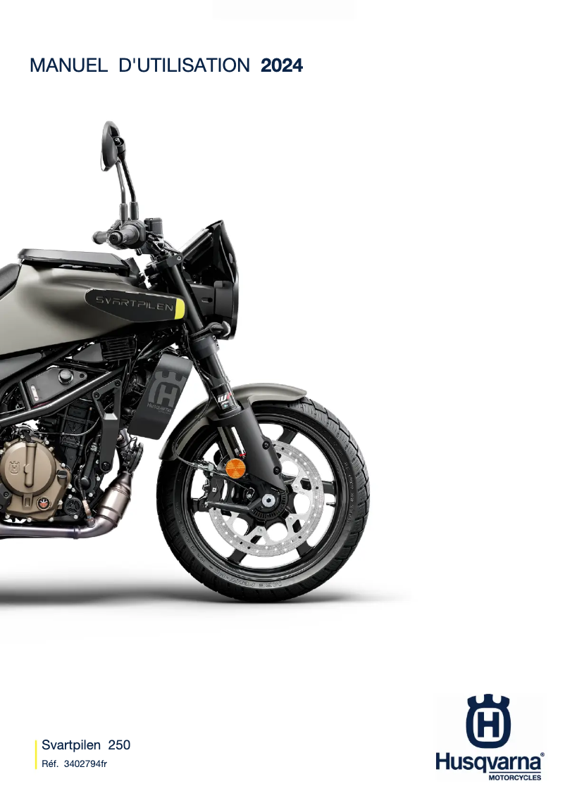 Page 1 de la notice Manuel utilisateur Husqvarna Svartpilen 250 (2024)