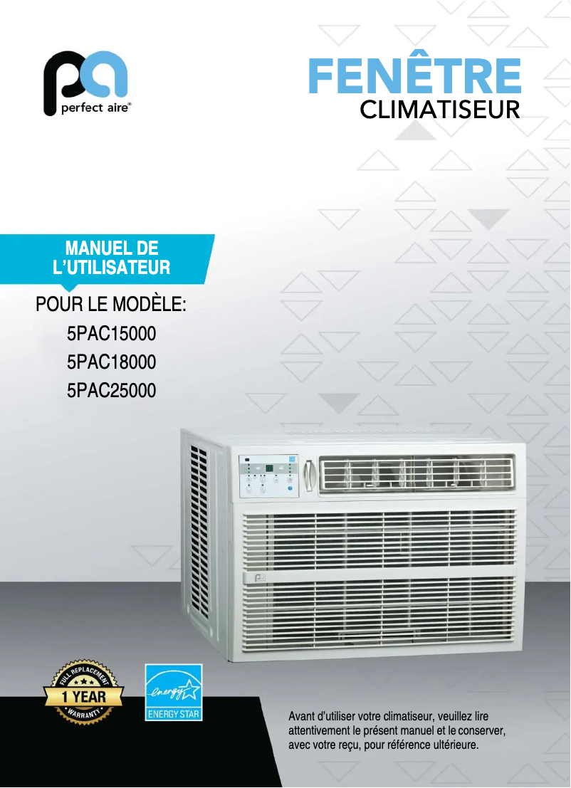 Page n°1 - Manuel utilisateur Perfect Aire 5PAC25000