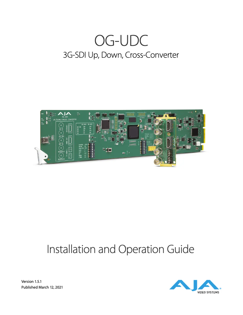 Page n°1 - Manuel utilisateur AJA OG-UDC