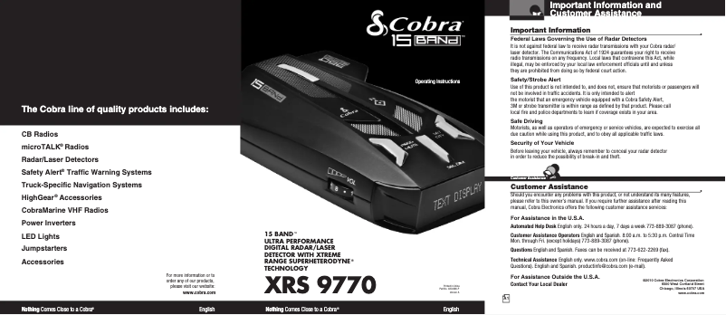 Page n°1 - Manuel utilisateur Cobra XRS 9770