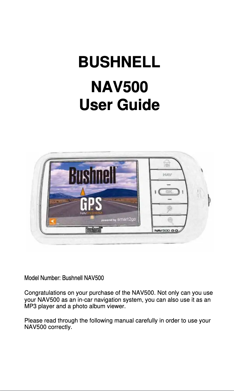 Image de la première page du manuel de l'appareil NAV500