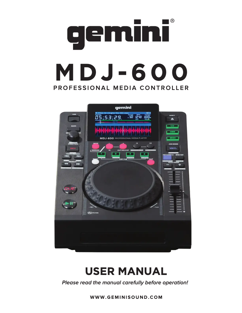 Image de la première page du manuel de l'appareil MDJ-600