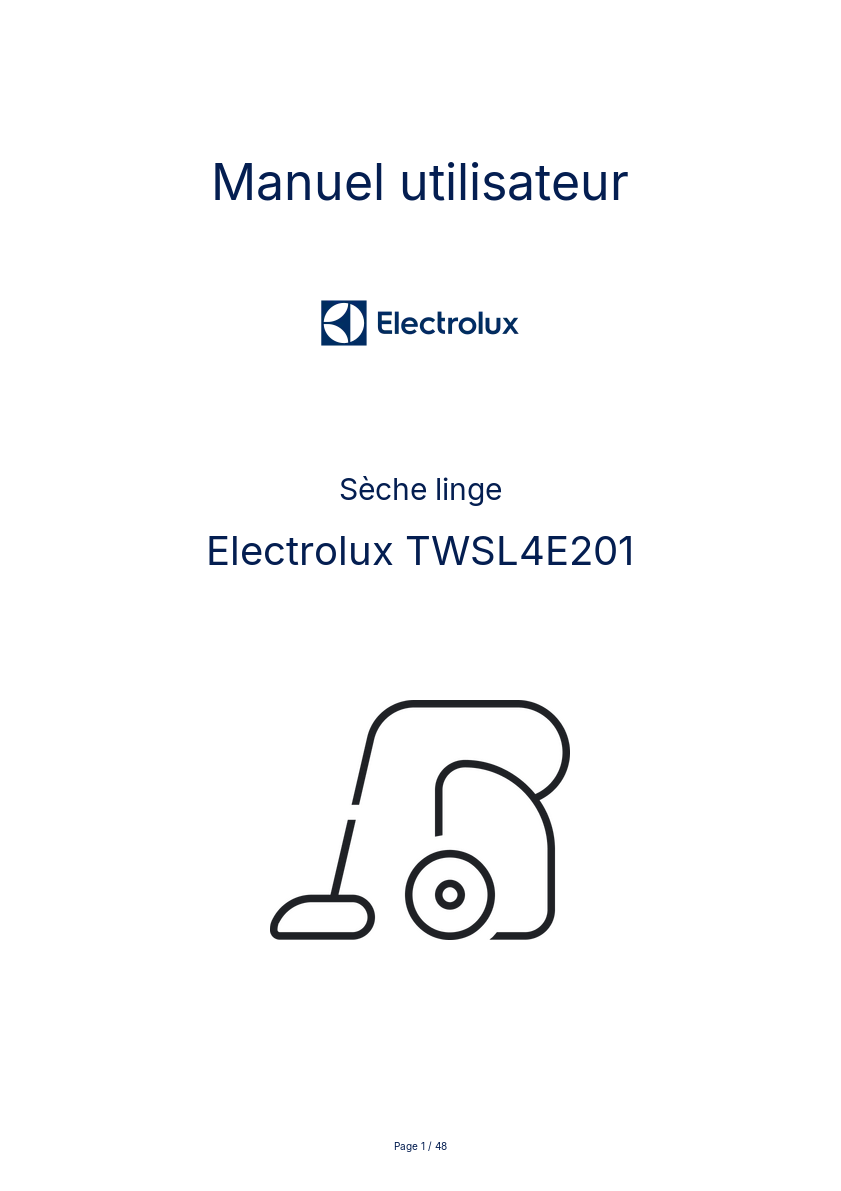 Page n°1 - Manuel utilisateur Electrolux TWSL4E201