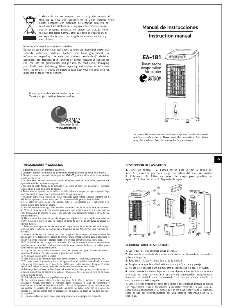 Page n°1 - Manuel utilisateur Artrom EA-181