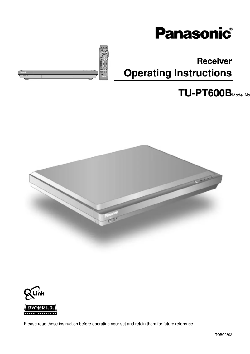 Page 1 de la notice Manuel utilisateur Panasonic TU-PT600