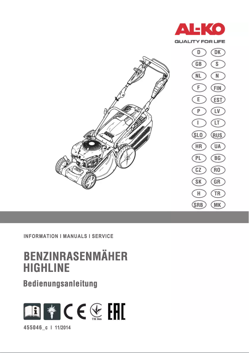 Page 1 de la notice Manuel utilisateur AL-KO Highline 477 VS