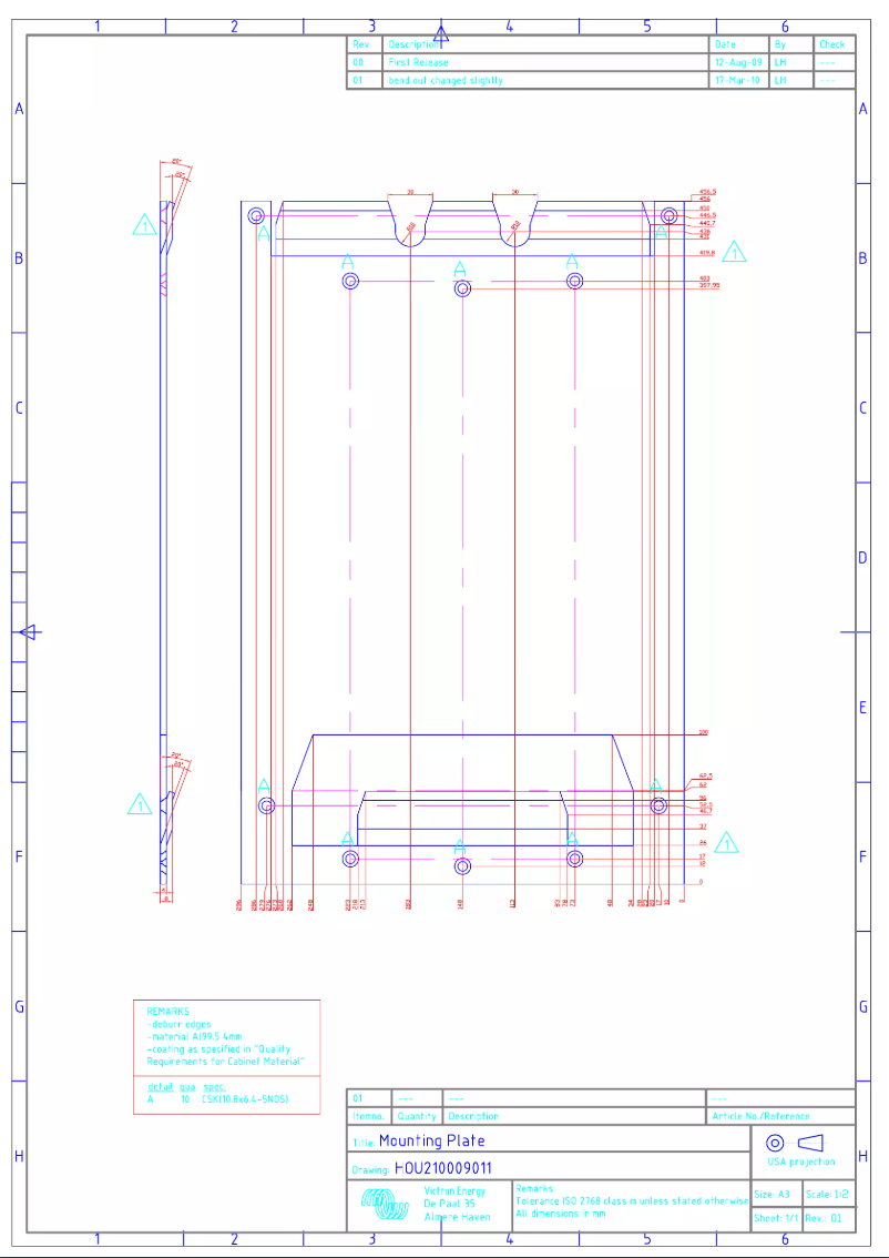 Page n°1 - Dessin technique Victron Energy Quattro