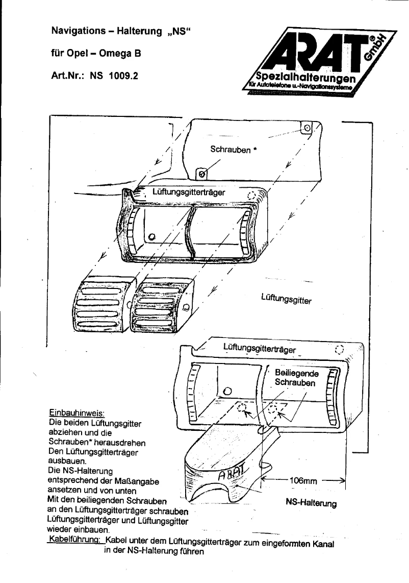 Page n°1 - Manuel utilisateur Arat NS1009.2