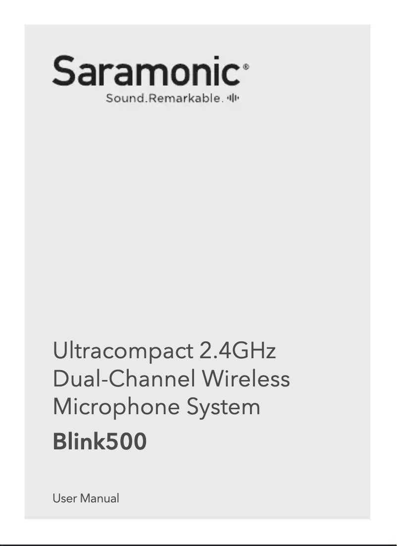 Image de la première page du manuel de l'appareil Blink 500 ProX B2