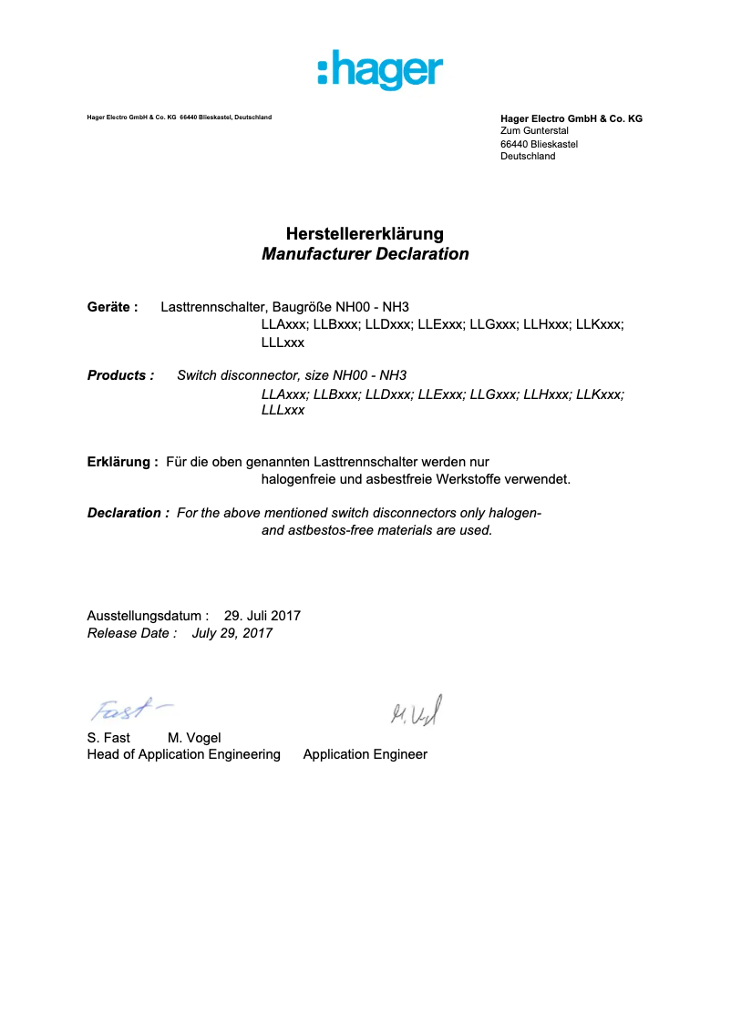 Page n°1 - Instructions de sécurité Hager LLA578