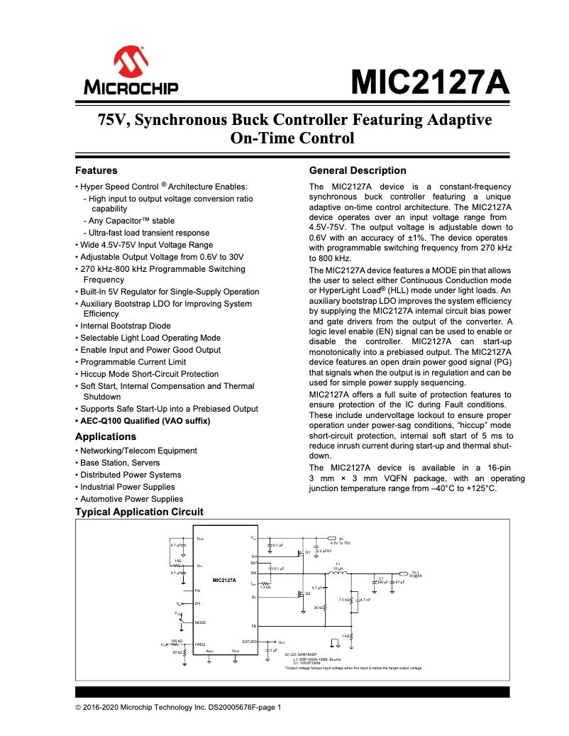 Página 1 del manual Manual de usuario Microchip MIC2127A