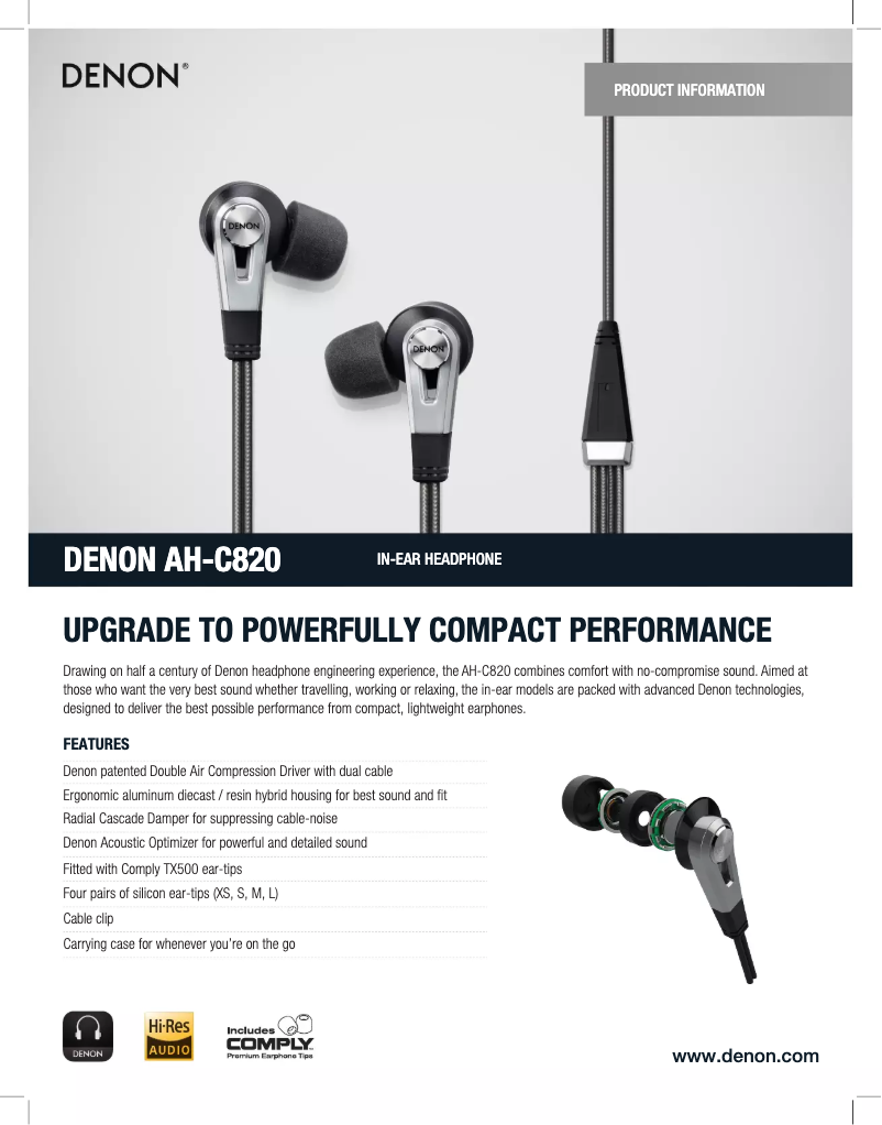 Page n°1 - Fiche technique Denon AH-C820