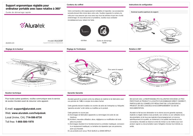 Page 1 de la notice Manuel utilisateur Aluratek AULS03F