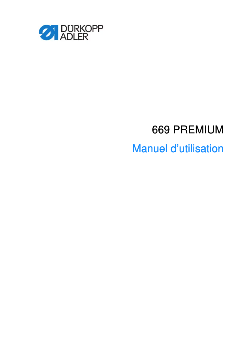 Página 1 del manual Manual de usuario Dürkopp Adler 669 Premium