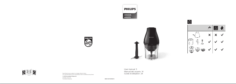 Page 1 de la notice Manuel utilisateur Philips Viva Collection HR2515