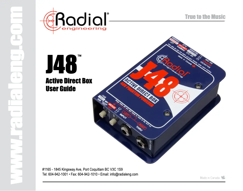 Page 1 de la notice Manuel utilisateur Radial Engineering J48