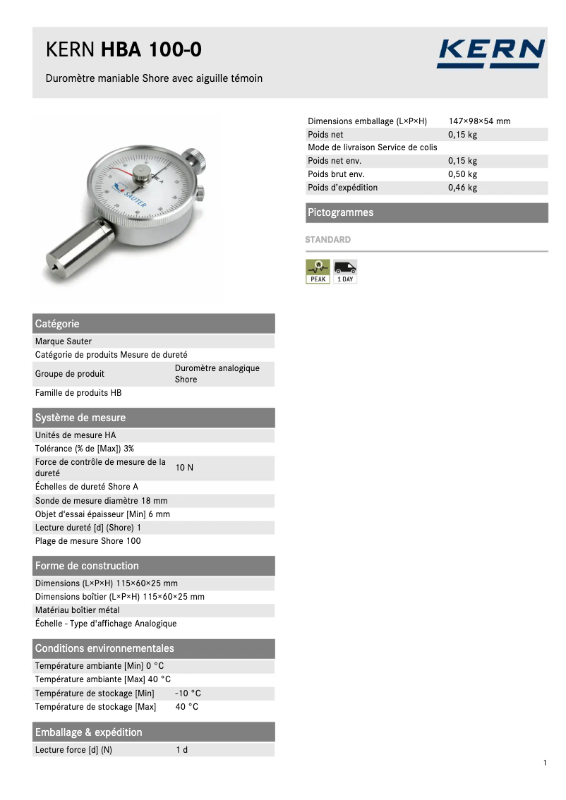 Image de la première page du manuel de l'appareil HBA 100-0