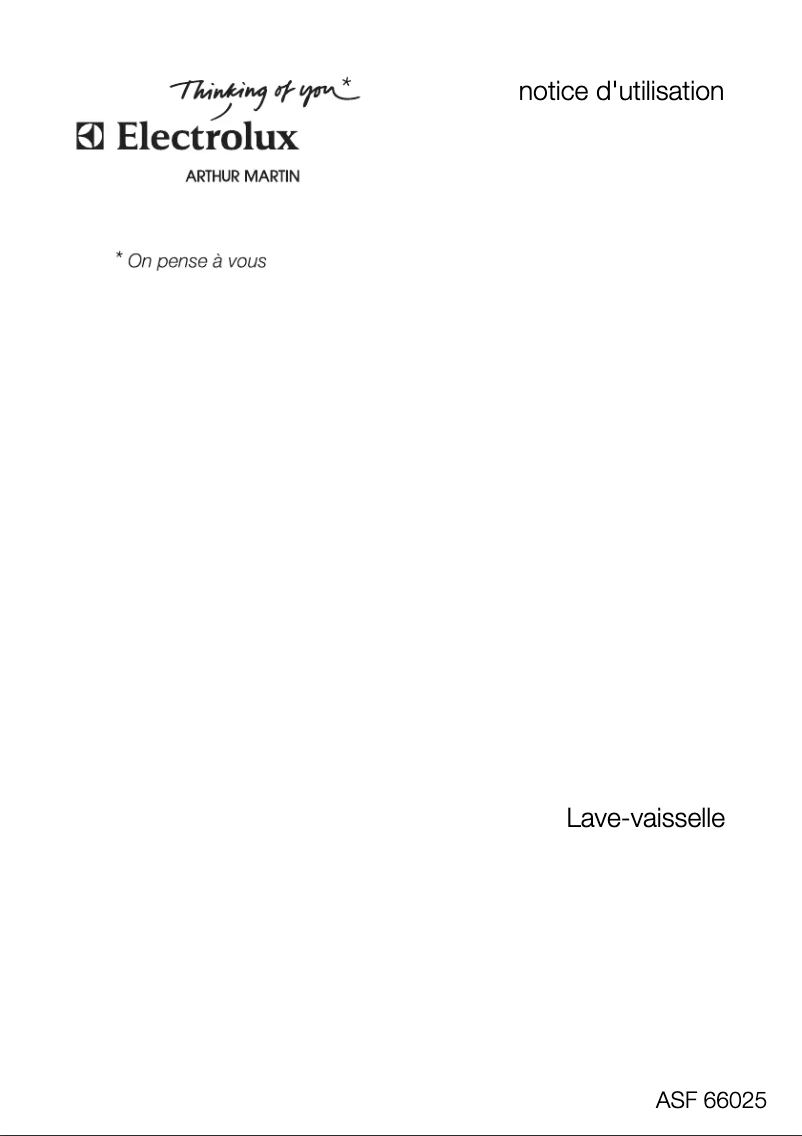 Page 1 de la notice Manuel utilisateur Arthur Martin-Electrolux ASF 660