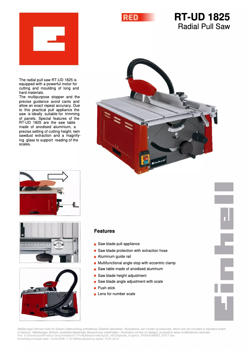 Image de la première page du manuel de l'appareil RT-UD 1825