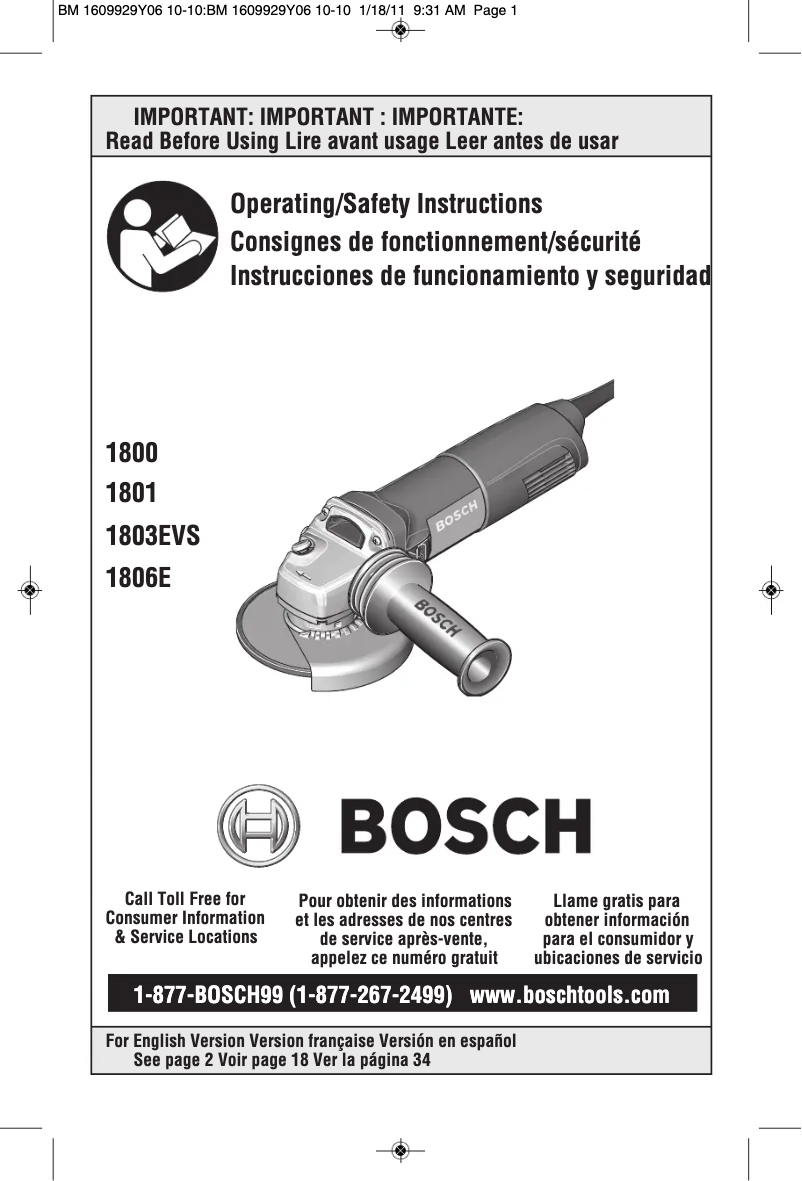 Page n°1 - Manuel utilisateur Bosch 1806E