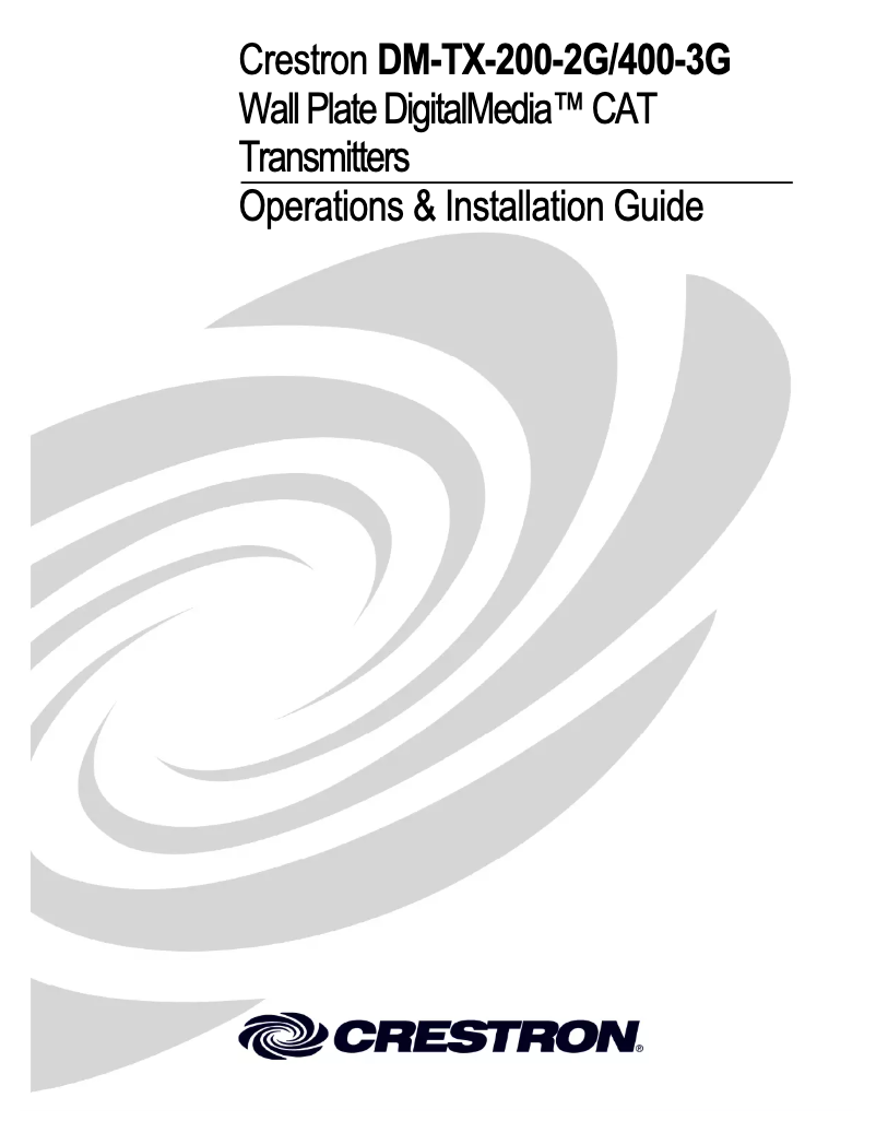 Page 1 de la notice Manuel utilisateur Crestron DM-TX-200-2G