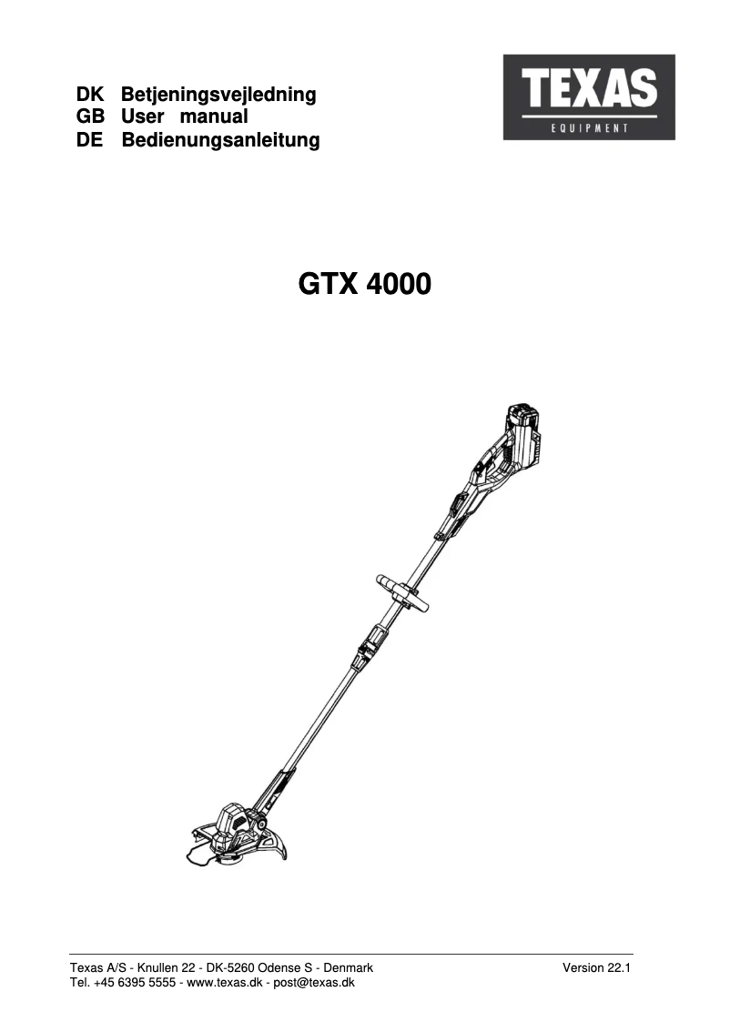 Page 1 de la notice Manuel utilisateur Texas GTX4000