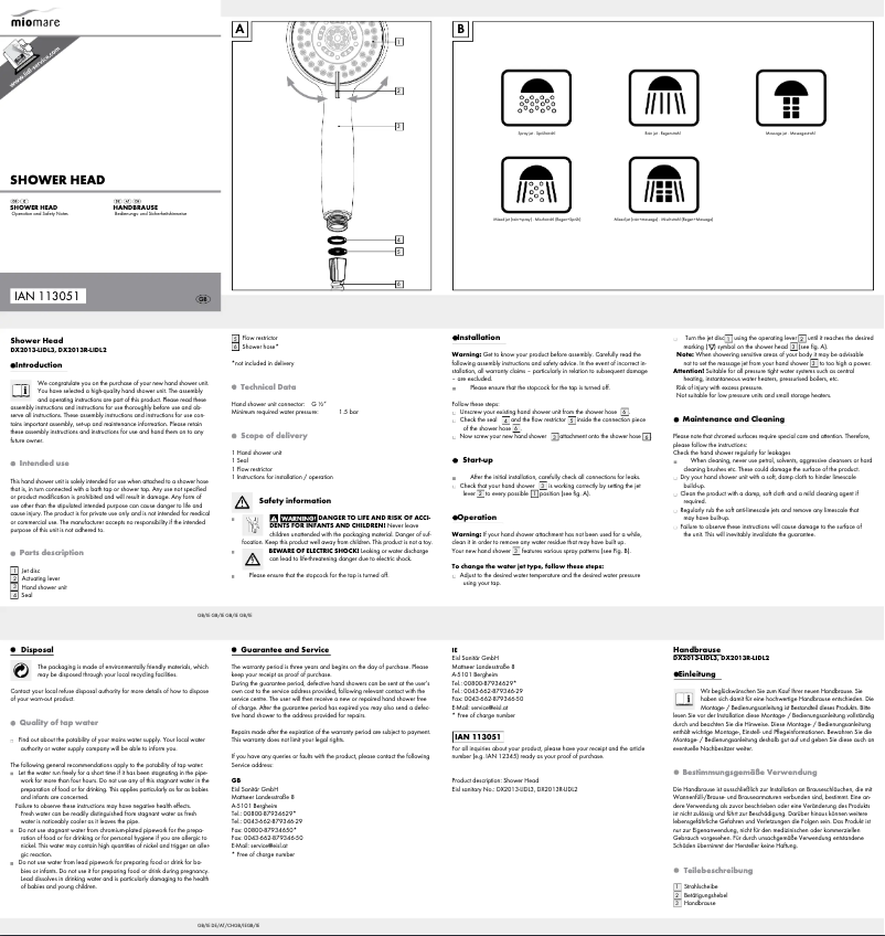 Page n°1 - Manuel utilisateur Miomare IAN 113051