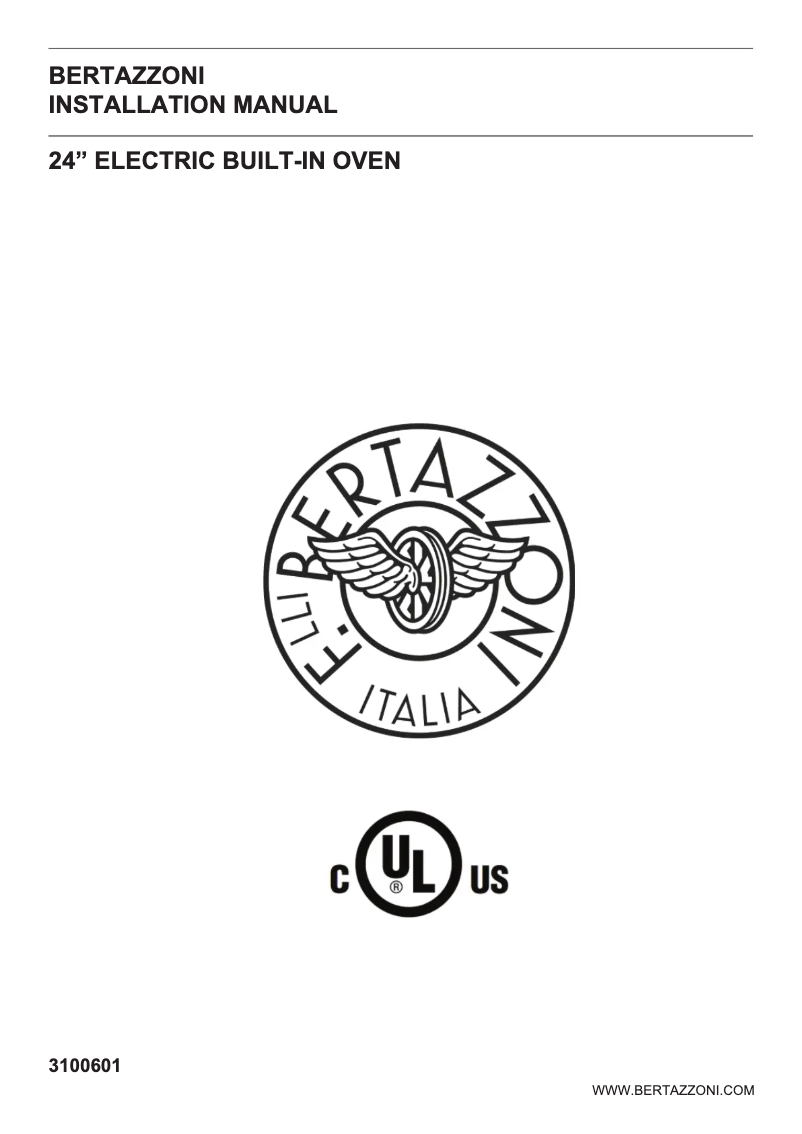 Page n°1 - Guide d'installation Bertazzoni PROF24FSEXV