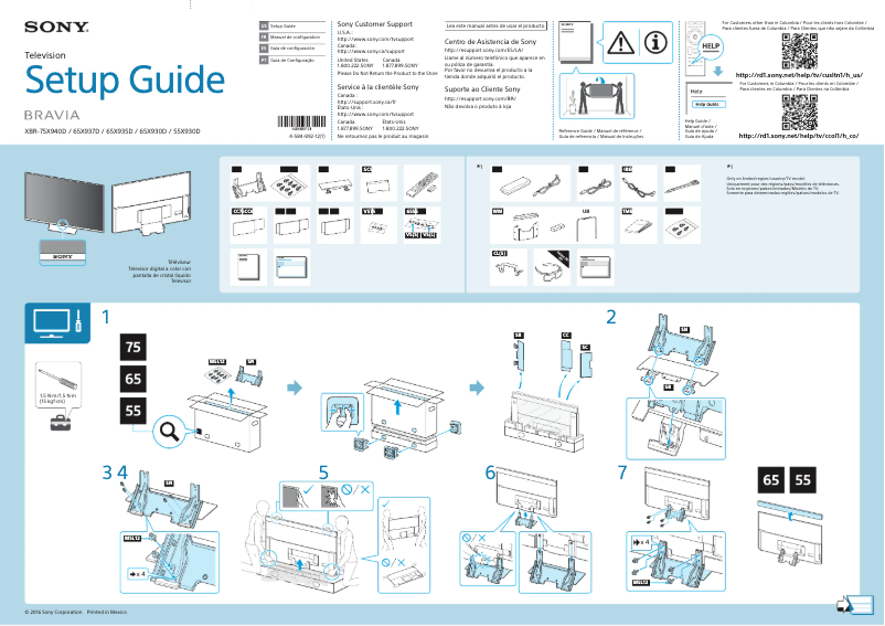 Page n°1 - Guide d'installation Sony Bravia XBR-75X940D