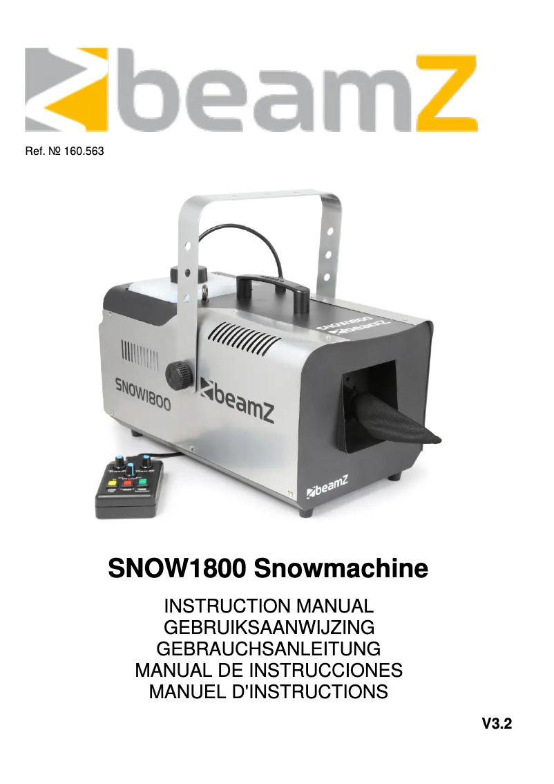 Page 1 de la notice Manuel utilisateur BeamZ SNOW1800