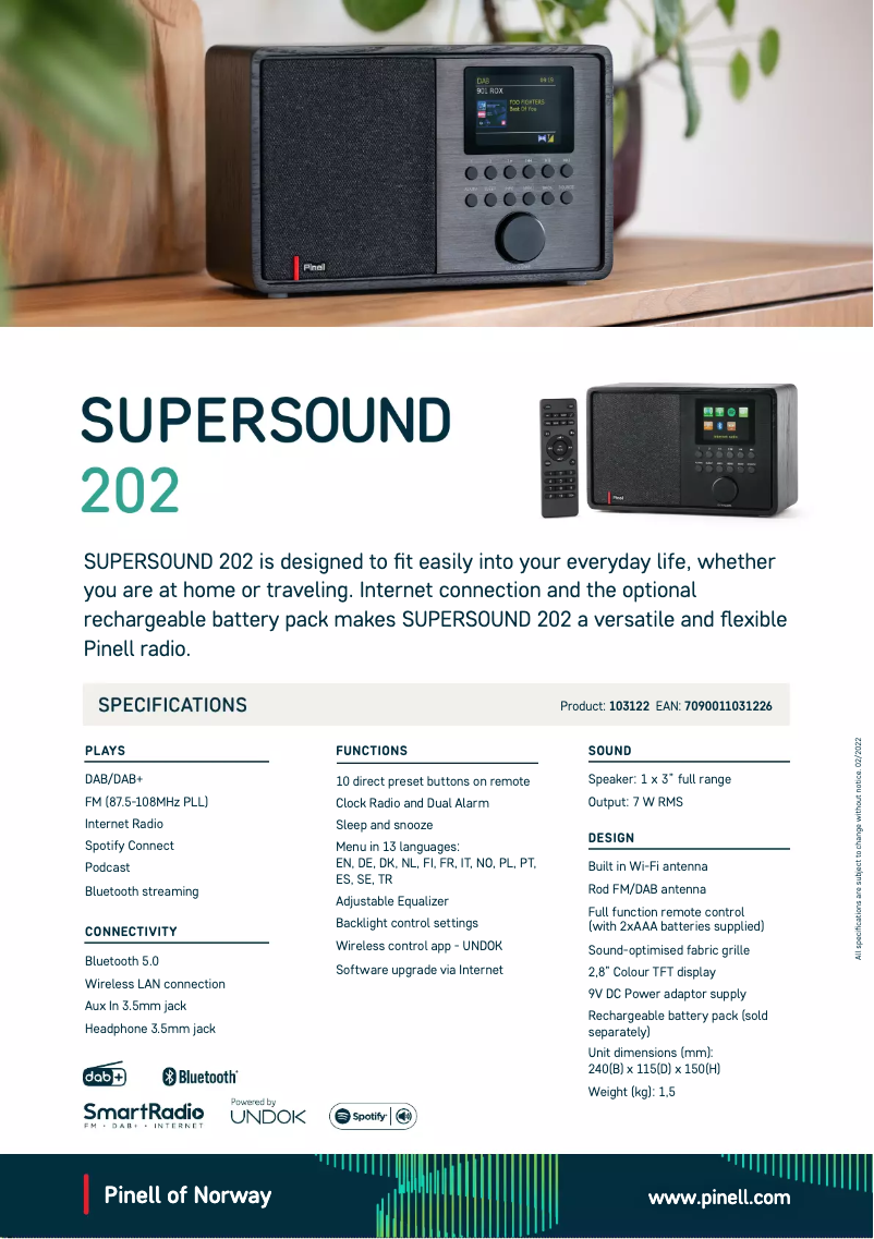Página 1 del manual Ficha técnica Pinell Supersound 202